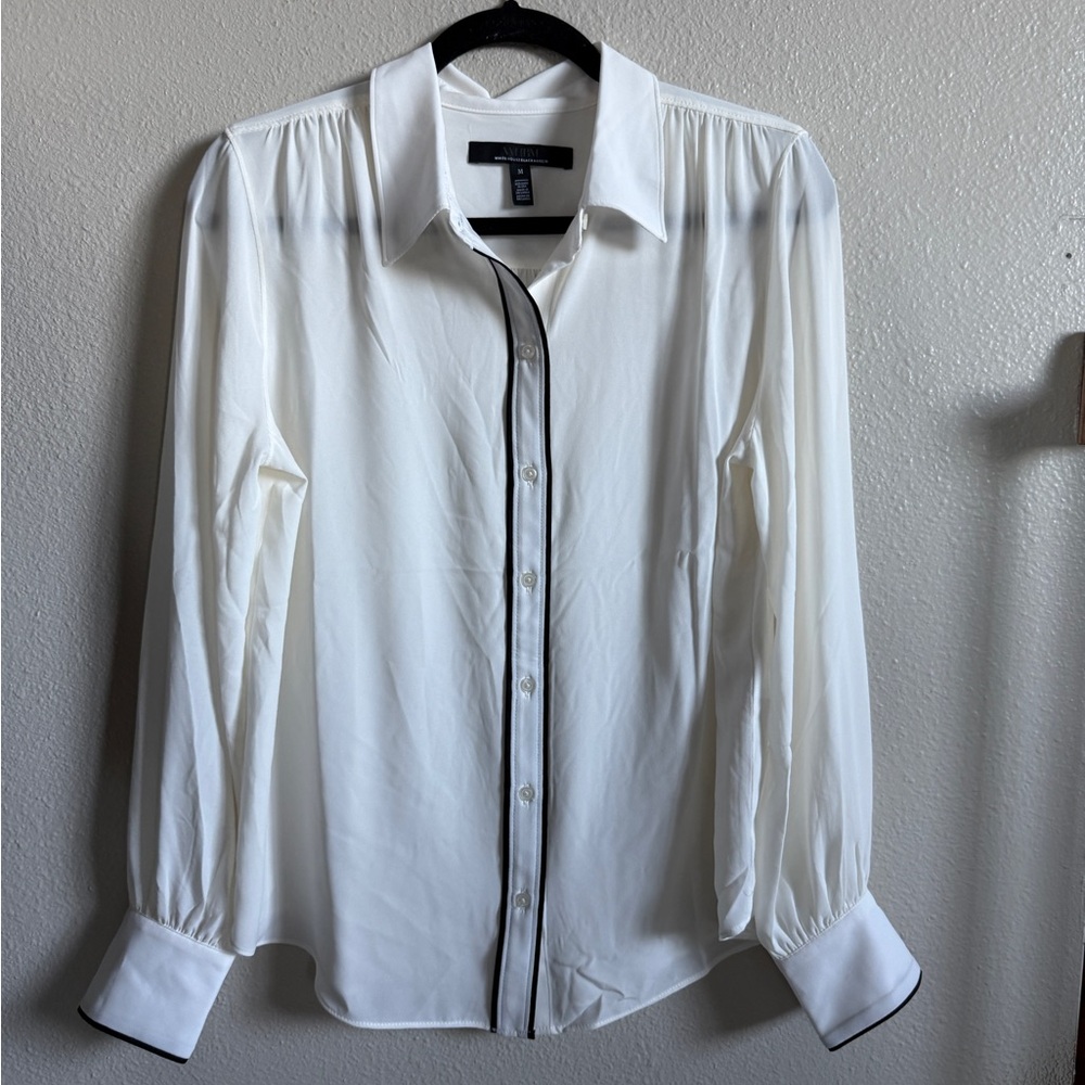 Elegant White and Black Blouse